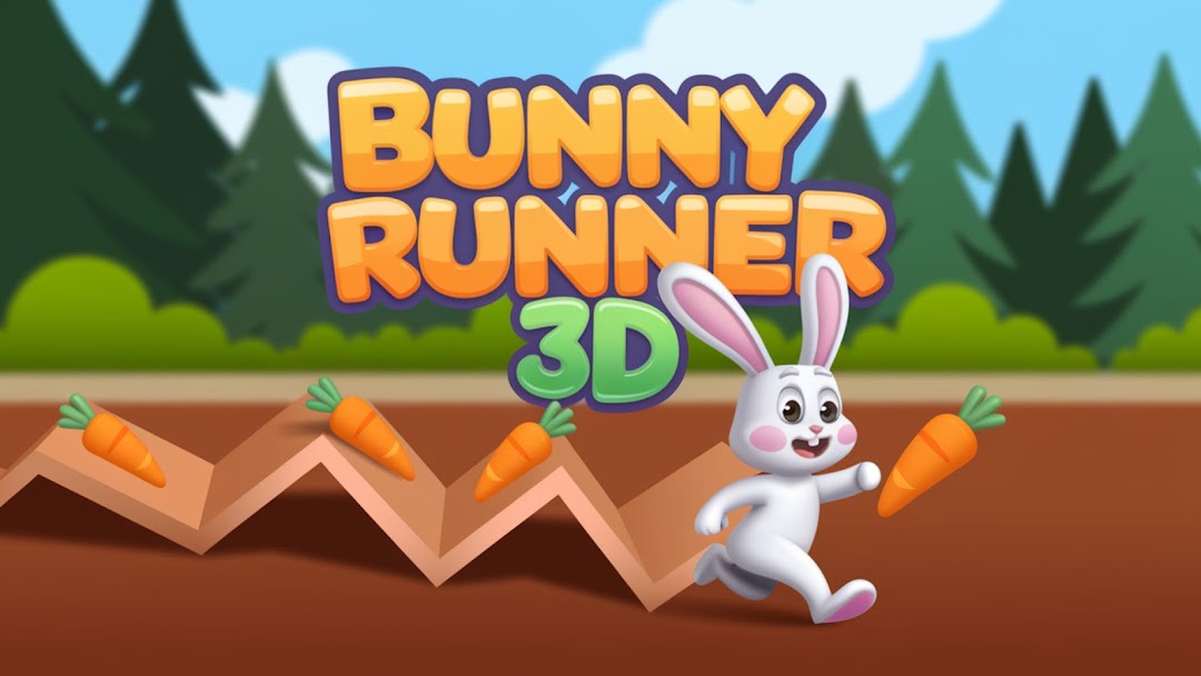 Bunny Runnerのプレイ画面|うさぎがニンジンを集めながら走る場面