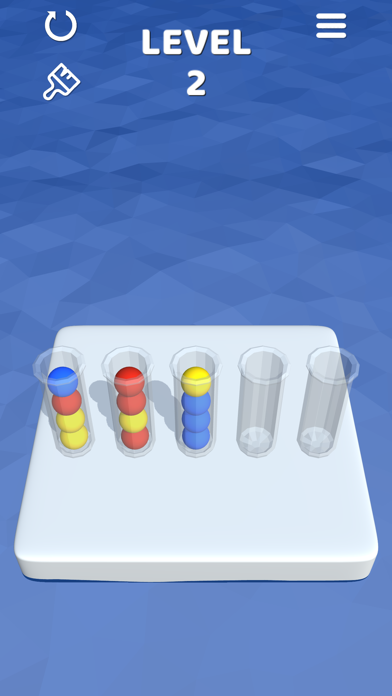 Sort It 3Dの序盤｜数本の試験管に入ったカラーボールを仕分けるシンプルな盤面