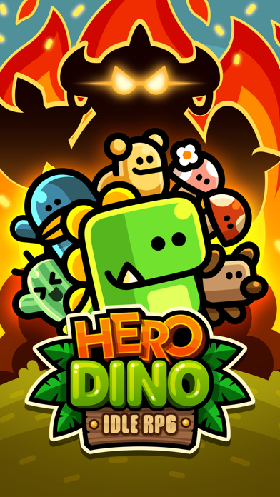 ディノ伝説のタイトル画面｜かわいい恐竜ディノが描かれたHERO DINOの場面