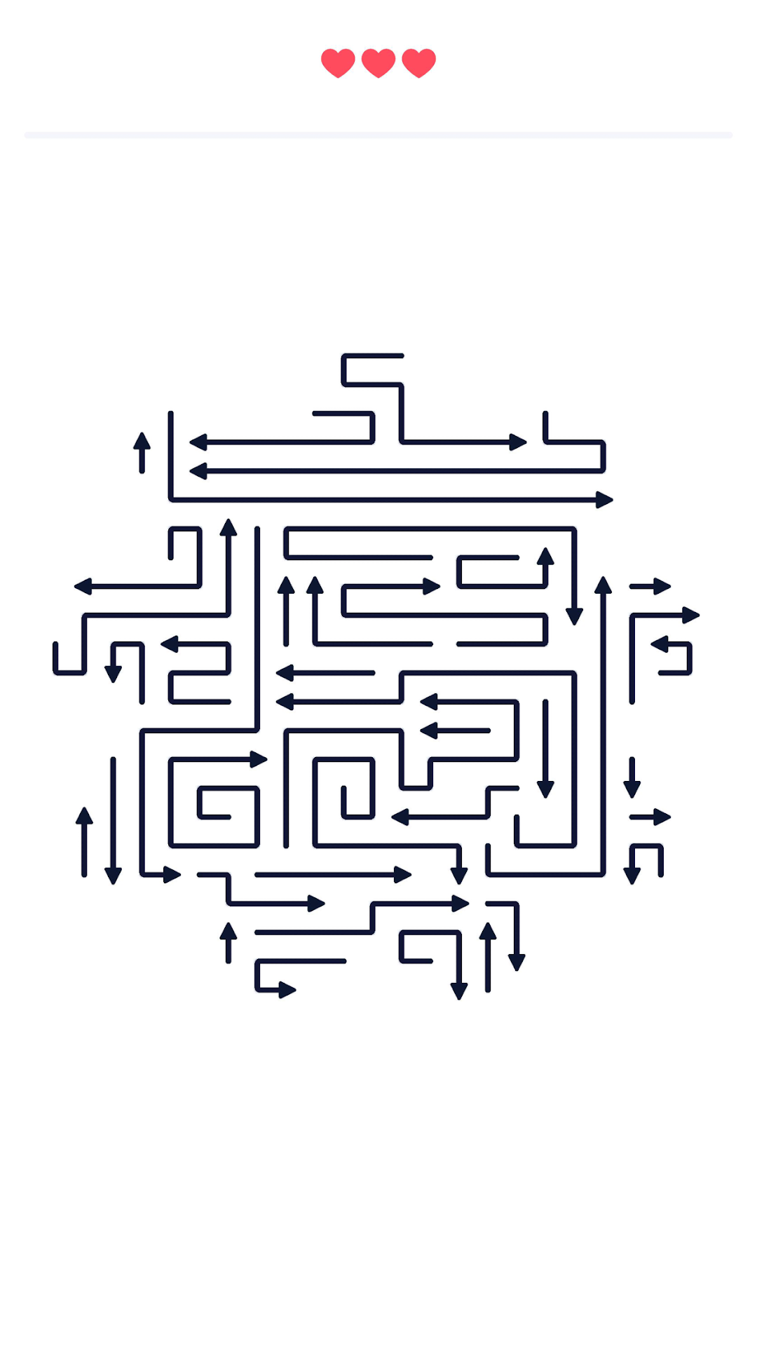 Arrows - Puzzle Escapeのパズル|四角く配置された矢印の道をたどる場面