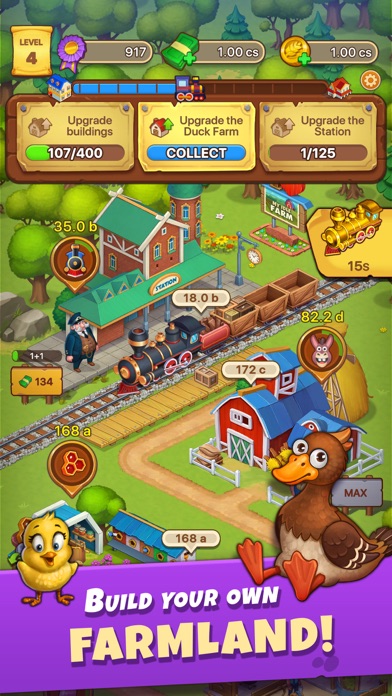 アイドルファーマーの農場｜建物をアップグレードして農場を広げる場面
