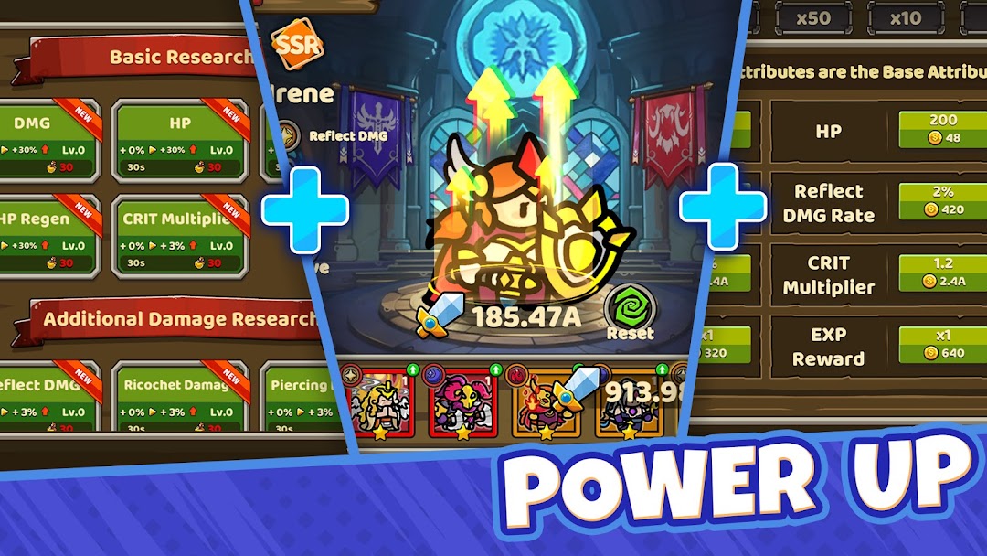 Heroes Survival Battleの強化|パワーアップでヒーローを育てる場面