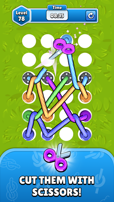 Twisted Tangleのハサミ機能|どうしても解けないロープをハサミで切る場面