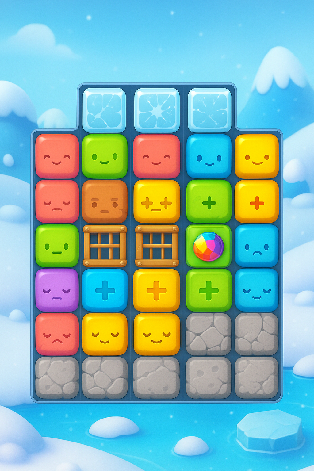 Pop Block Puzzleのステージ|氷のギミックがある盤面