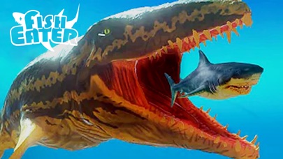 サメサメ進化論のイメージ画像|巨大な古代魚がサメを丸呑みにしようとする様子