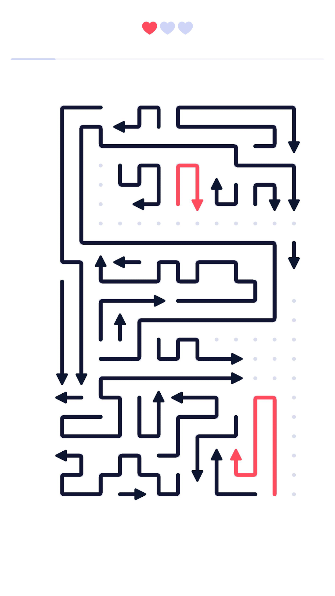 Arrows - Puzzle Escapeの進行|レベル6で赤い矢印のヒントを使う場面