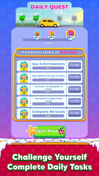Traffic Escape!のデイリークエスト|毎日の課題をこなす場面