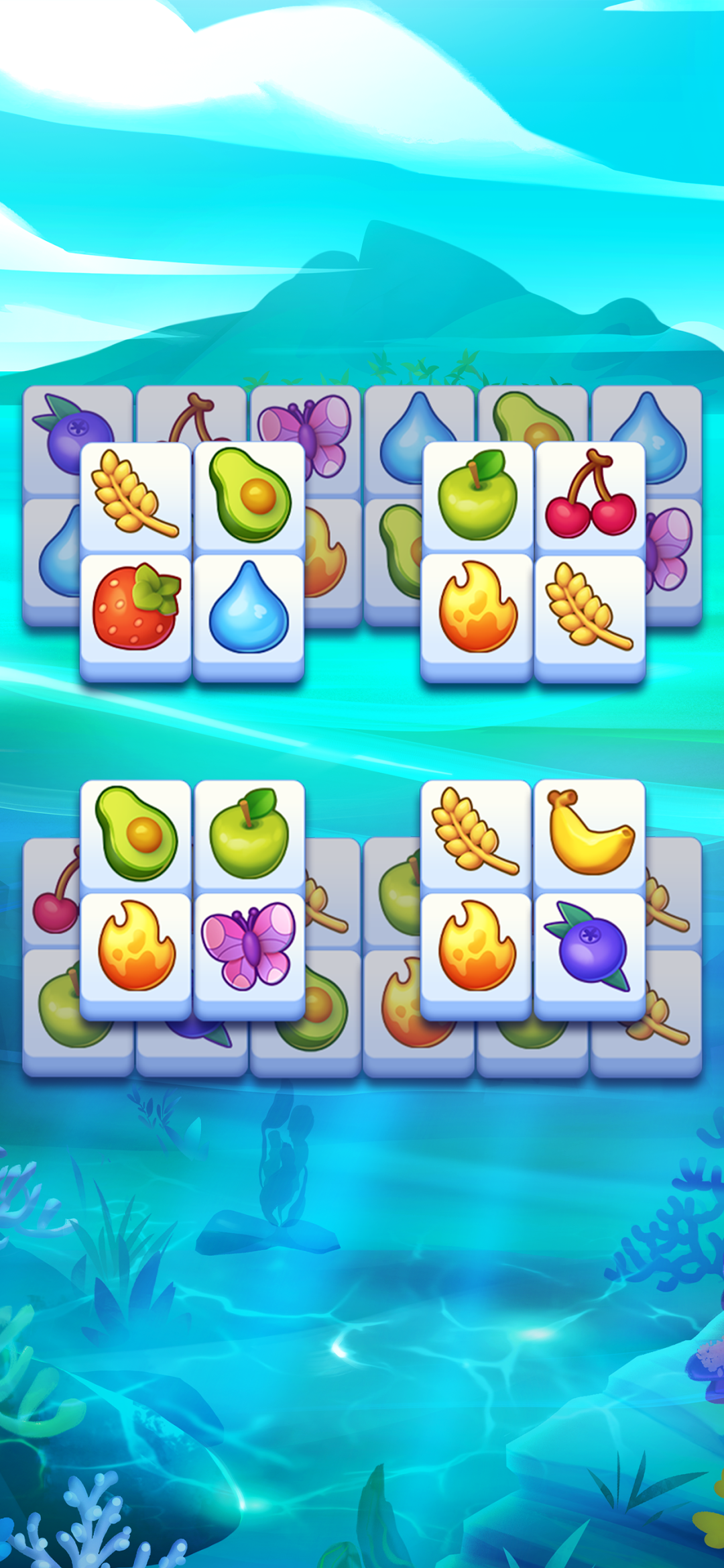 Triple Tileの海中ステージ|海をテーマにしたレイアウトを解く場面