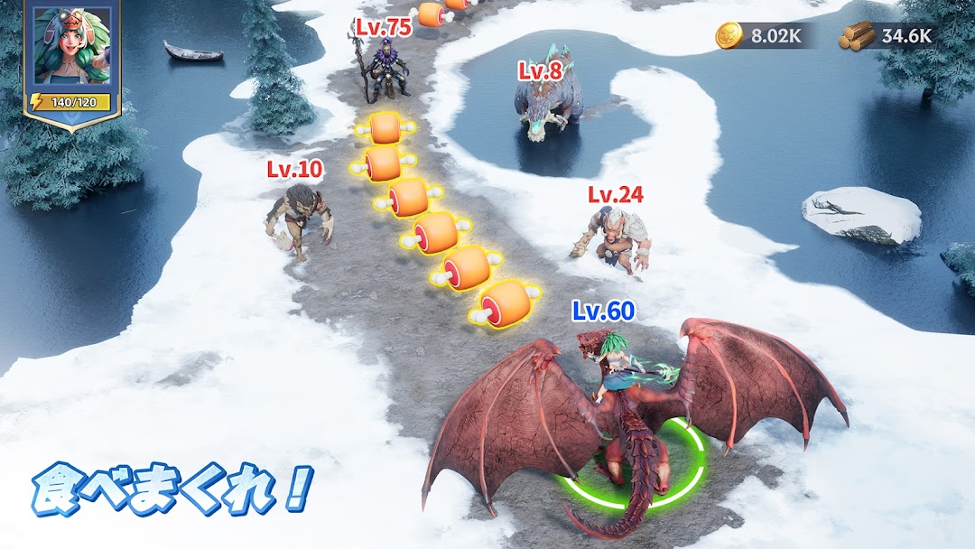 パズル＆カオスのバトル｜英雄を率いて敵と戦う場面