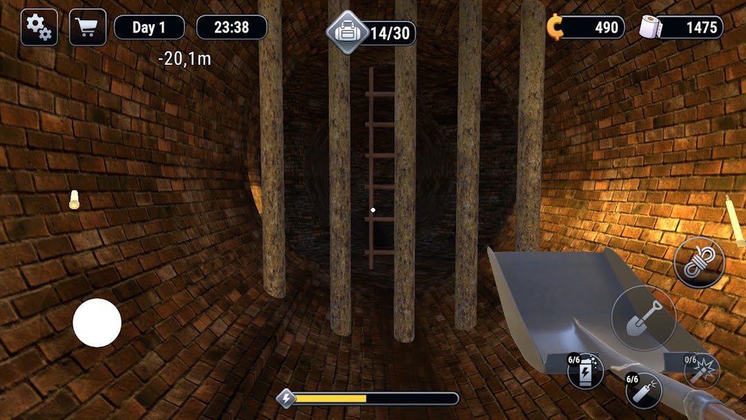 Prison Escape Simulator 3Dのトンネル|掘り進んだトンネルを進む場面