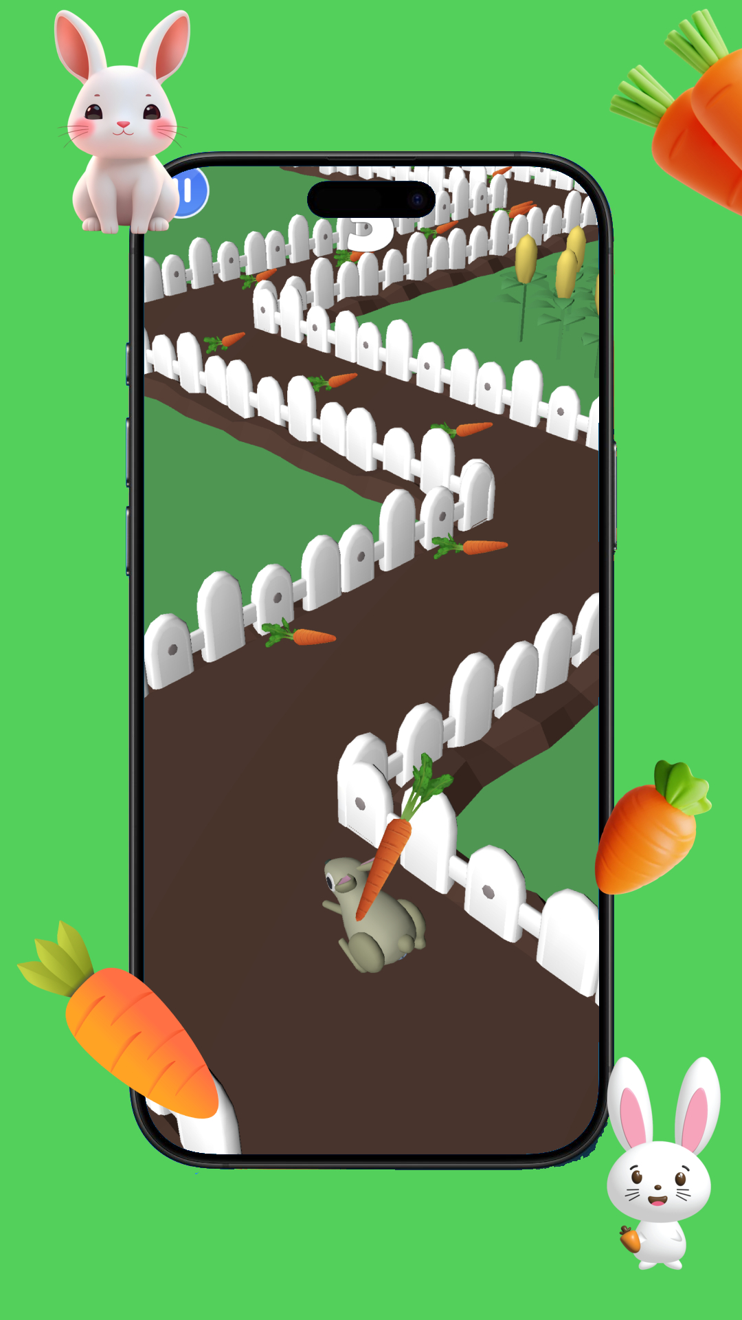 Bunny Runnerのジグザグコース|曲がりくねった道を走り抜ける場面