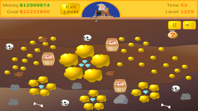 Classic Minerの採掘｜金塊やダイヤが豊富に埋まったステージの場面