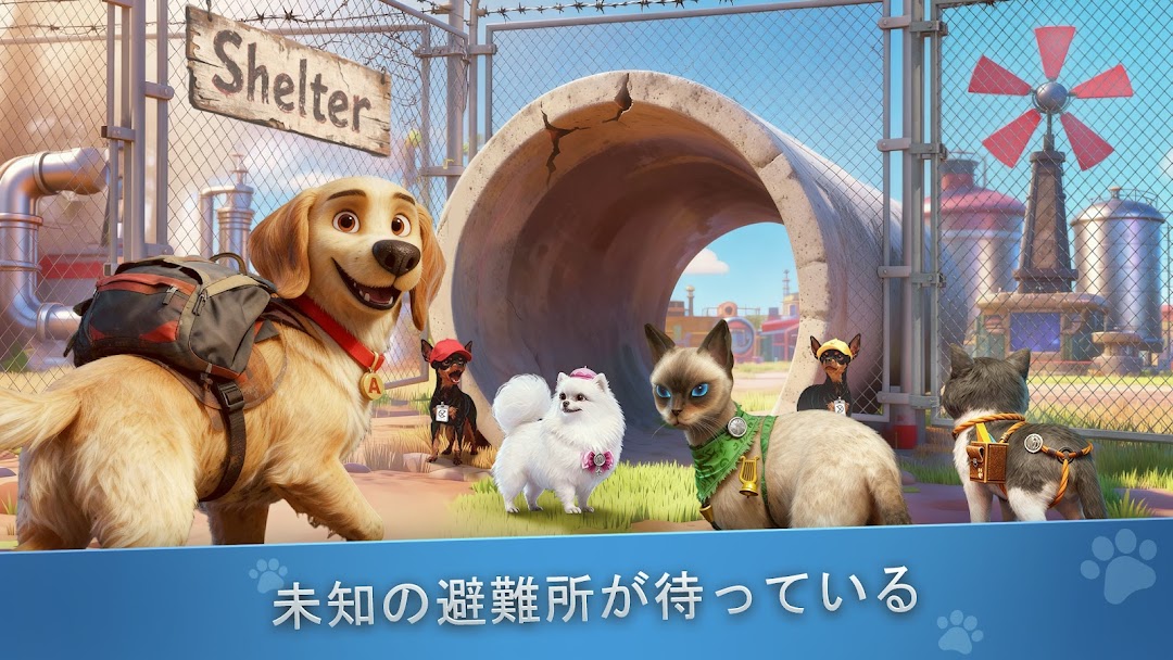 CatDog Worldの避難所|犬や猫が暮らす未知の避難所を目指す場面