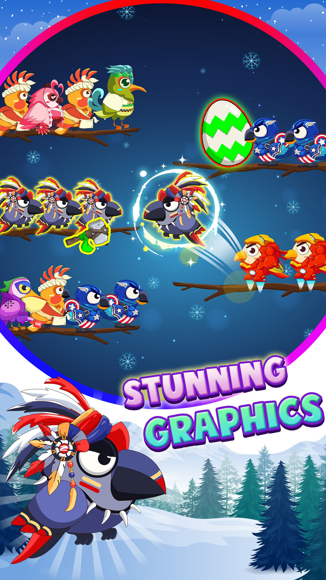 鳥の分類カラーパズルの新ステージ｜雪景色のステージ