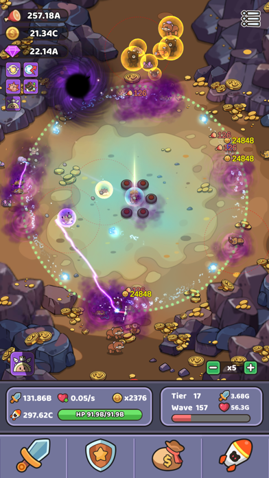 Wild Survivalの終盤バトル｜洞窟マップで激しさを増す獣の攻撃に耐える場面